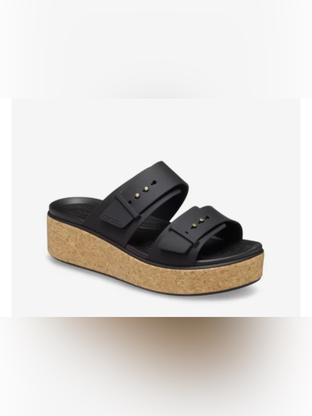 CROCS Black Dual-Band Cork Platform Slide
